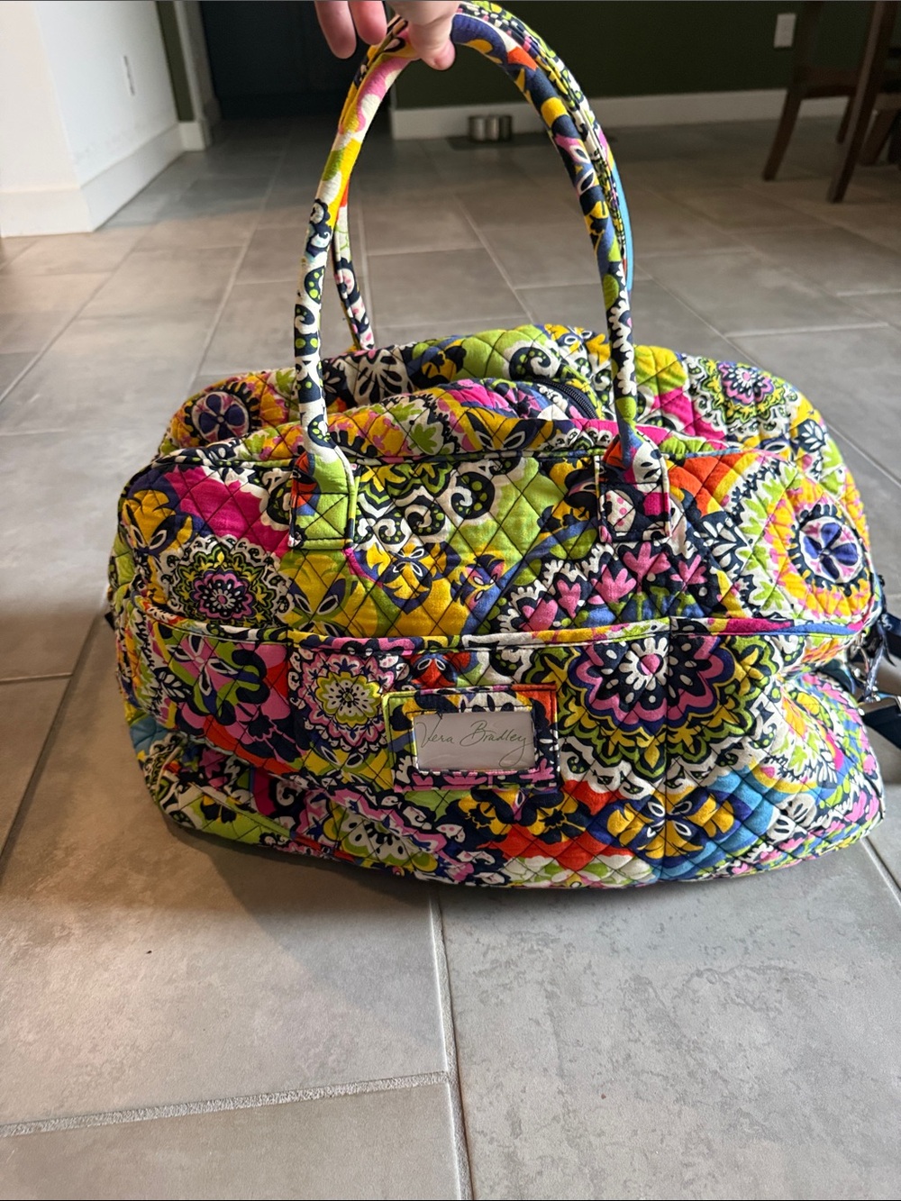 Vera Bradley Quilted Weekender Travel Bag Bright Floral Multicolor Large Tote